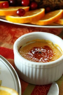 Pumpkin Creme Brûlée in a ramekin