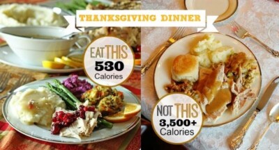 Low Calorie Thanksgiving Dinner (530 calories total)