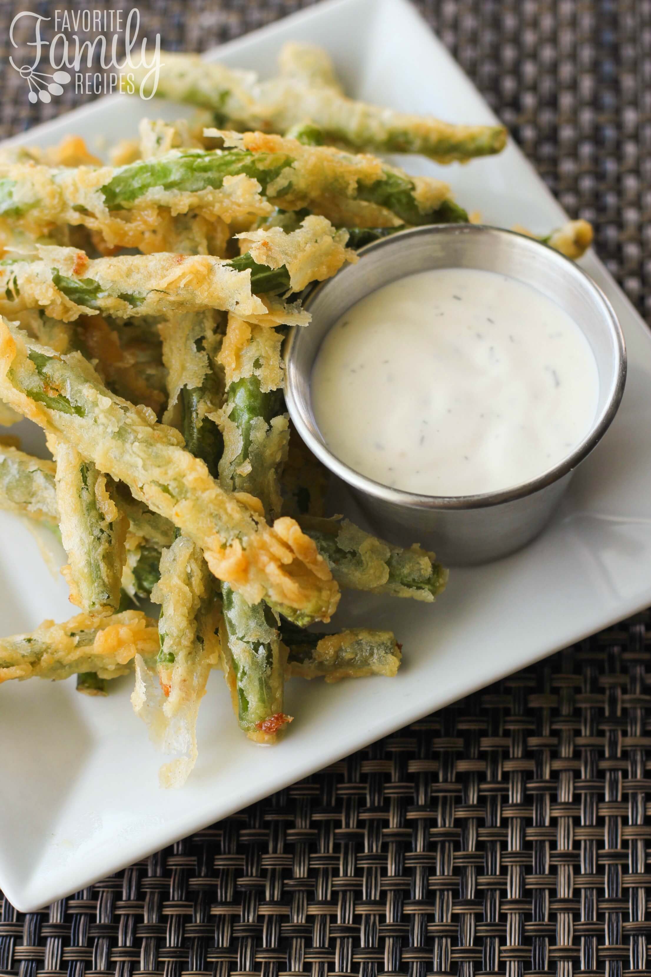 Lightly Fried Green Beans with Lemon Dill Dip Favorite Family Recipes