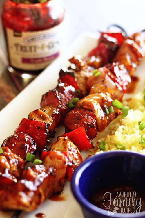 Grilled Honey Berry Sriracha Skewers | Favorite Family Recipes