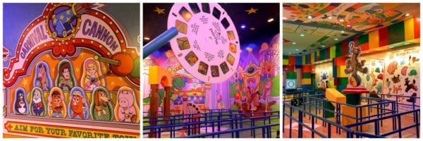 Images from the cue in Toy Story Mania