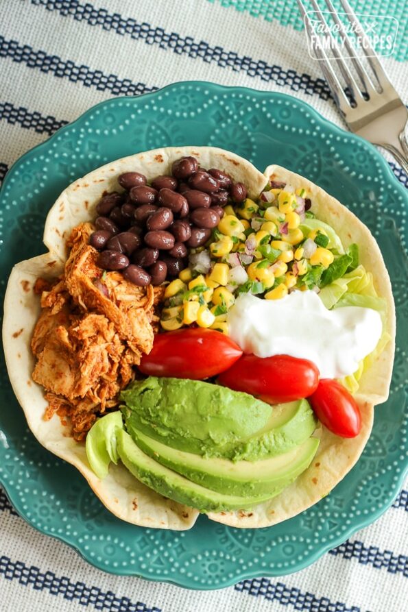 Chicken Taco Salad In A Tortilla Bowl 