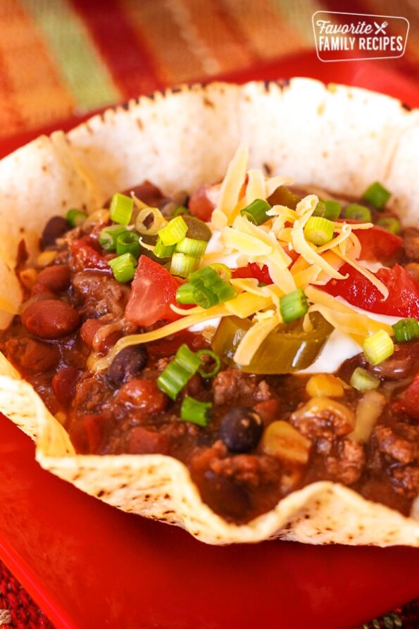 Mexican Chili in a Tostada Bowl: Easy and Flavorful Recipe in Just 35min