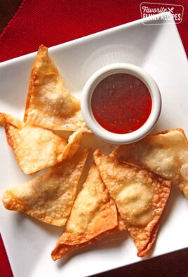 Crab and Cream Cheese Wontons on a Plate