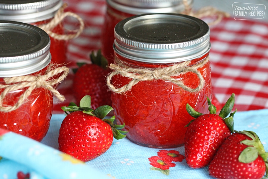 Easy Strawberry Freezer Jam - only FOUR simple ingredients!