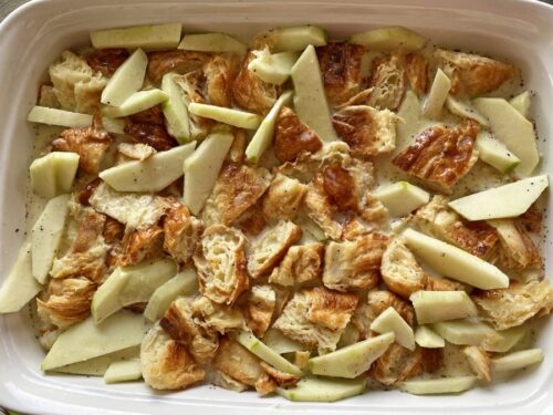 Apple Bread Pudding with Caramel Sauce