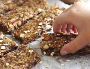 Grab and go Granola bars on wax paper