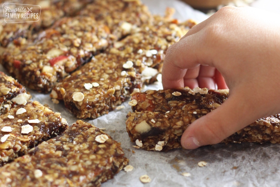 Grab and go Granola bars on wax paper