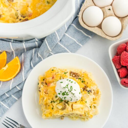 Crock Pot Breakfast Casserole Cooks Overnight Favorite Family Recipes