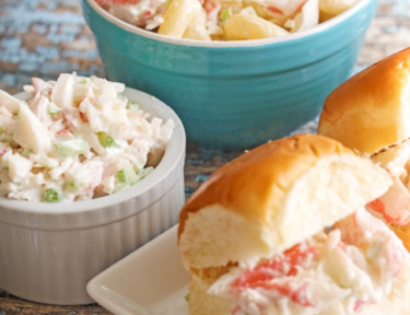 Crab salad in rolls.