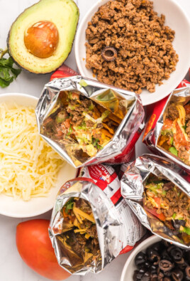 horizontal image of walking tacos and sides