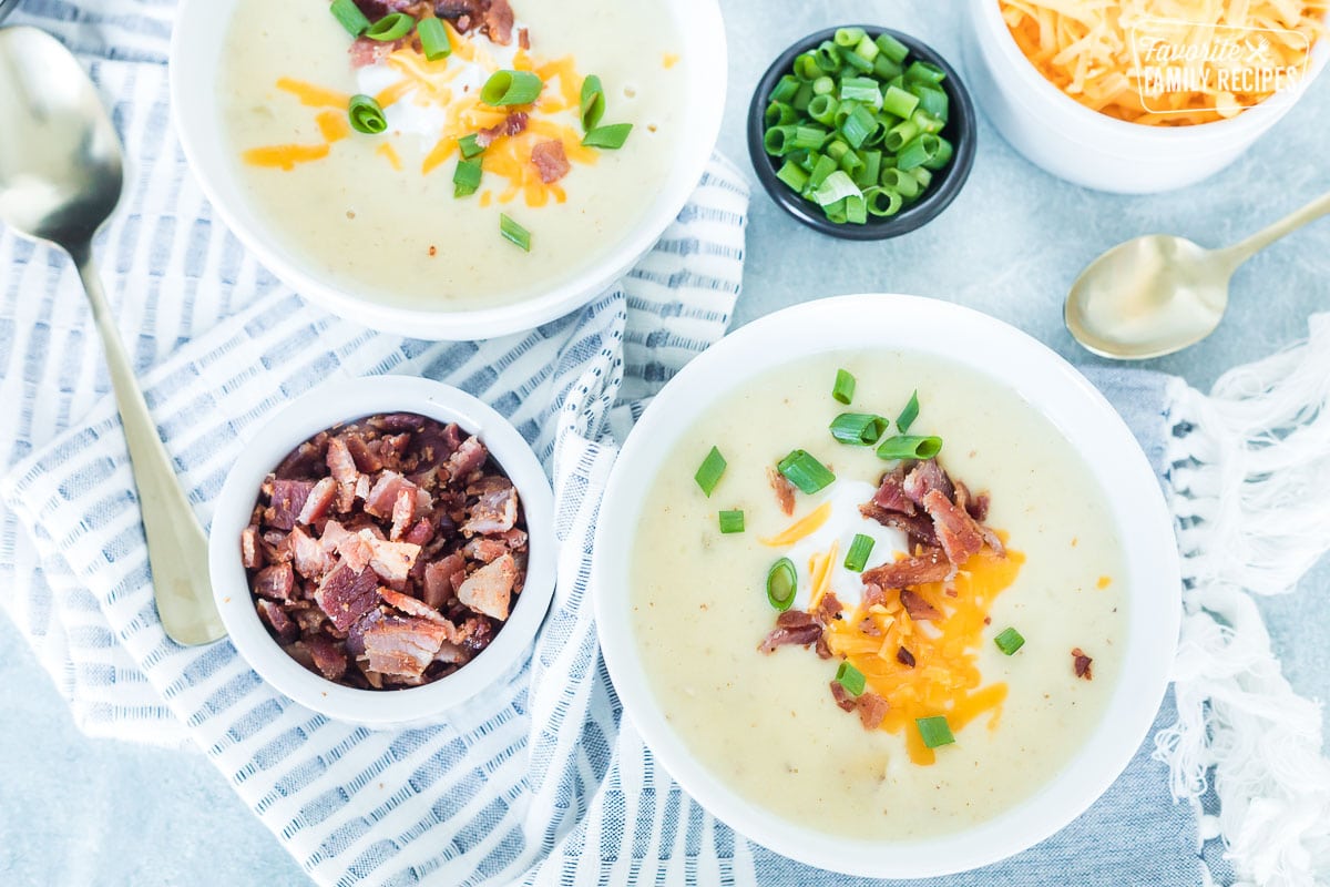 Loaded Instant Pot Potato Soup - Bowl of Delicious