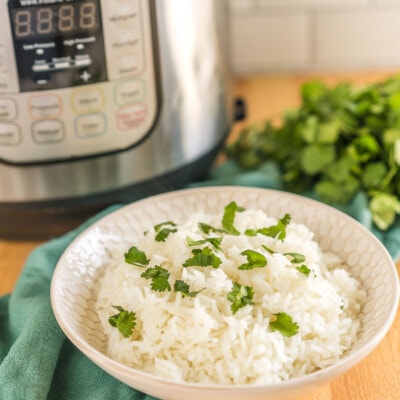 Jasmine rice cooked in an instant pot in a bowl