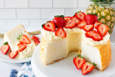 Angel Food Cake (with creamy Pineapple Whip Topping)