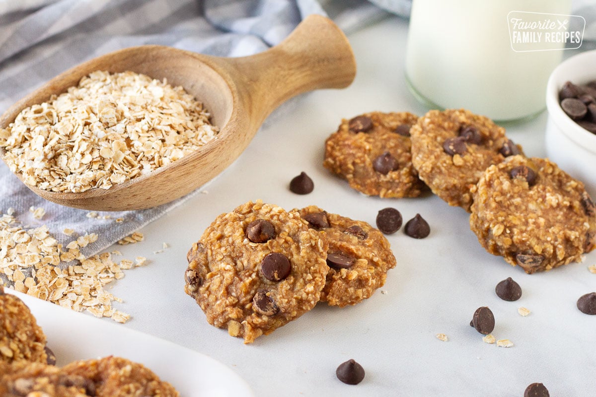 Healthy Oatmeal Cookies with chocolate chips.