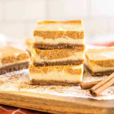 A stack of pumpkin cheesecake bars