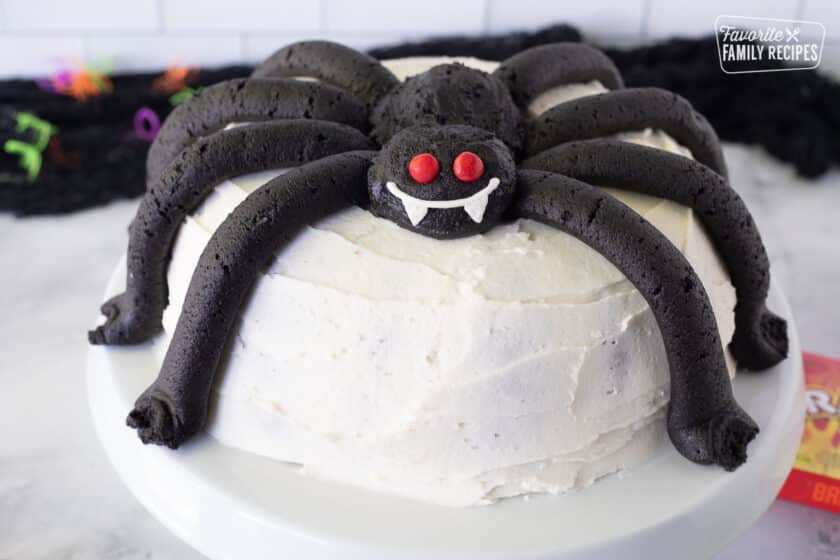 Spider Cake with Red Hot eyes.