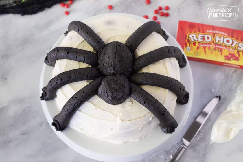 Spider body on a bundt cake.