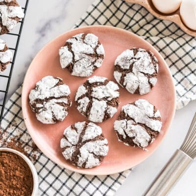 chocolate crinkle cookies on a plate