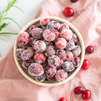 sugared cranberries in a bowl