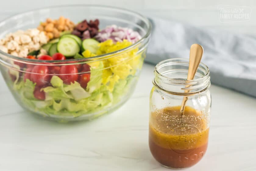 Greek Salad With Greek Dressing Ready In 10 Mins   Greek Salad Bowl And Dressing 840x560 