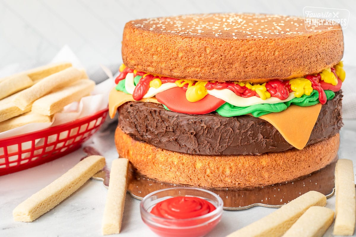 Gluten-Free Cheeseburger Birthday Cake