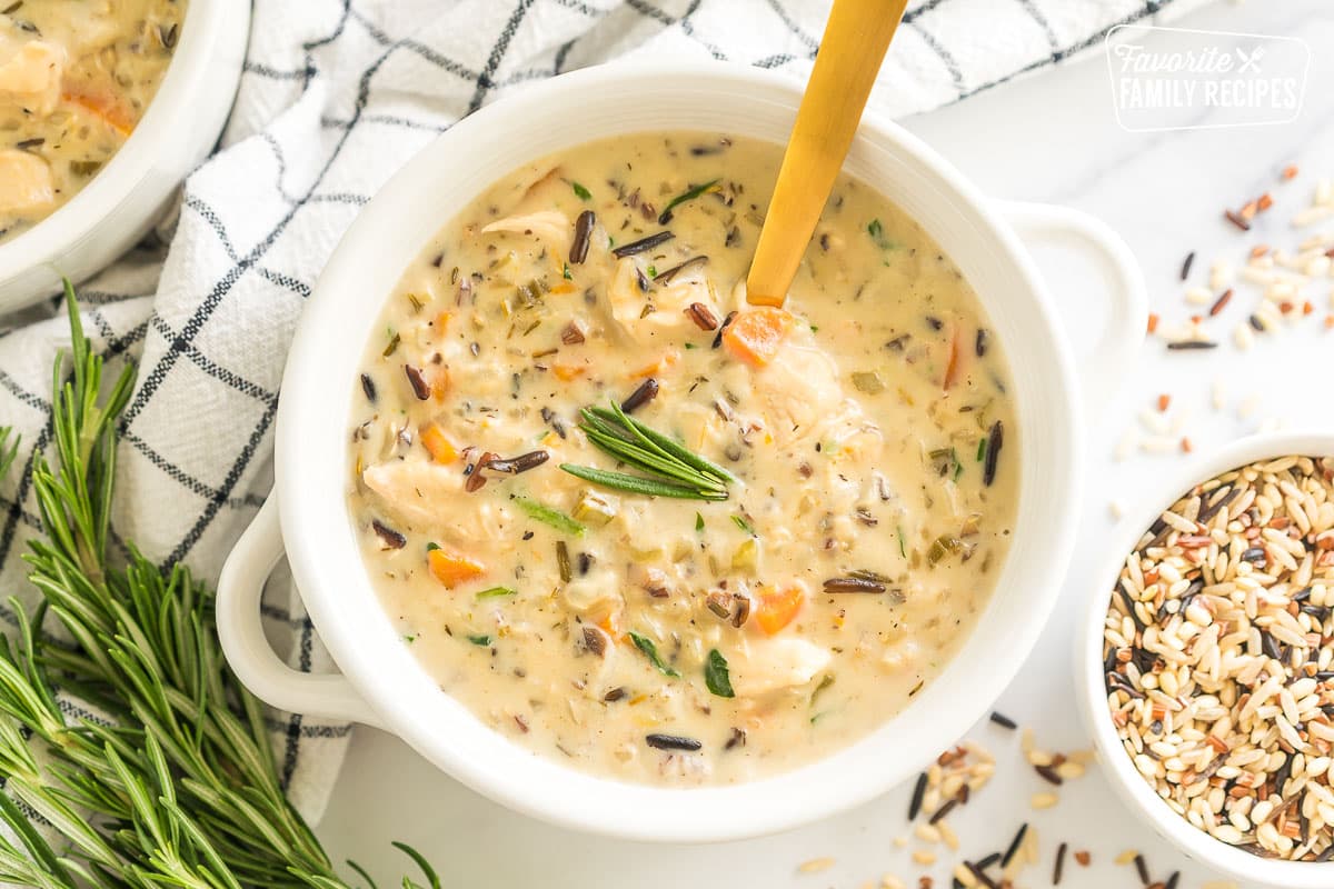 Chicken and Wild Rice Soup in a bowl