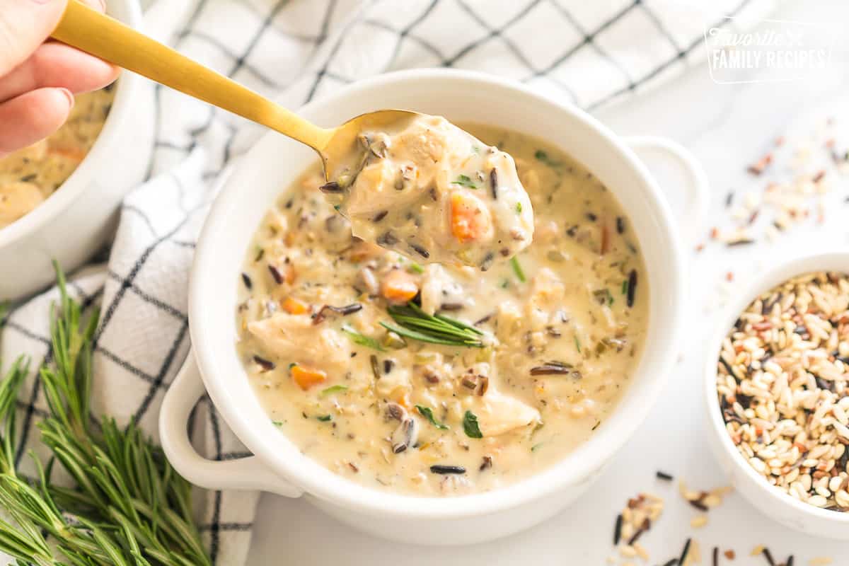 Chicken and Wild Rice Soup in a bowl