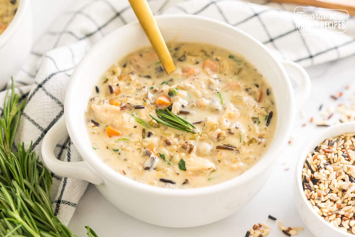 Chicken and Wild Rice Soup in a bowl