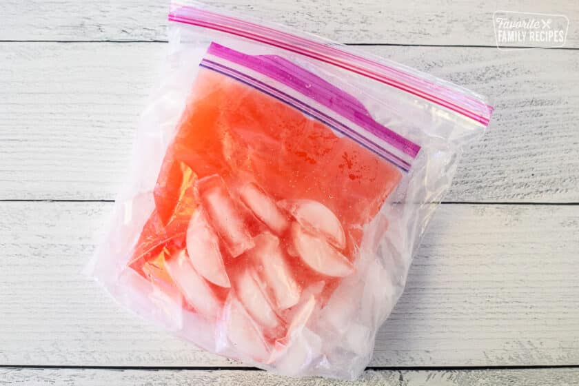 Juice bag inside ice bag.