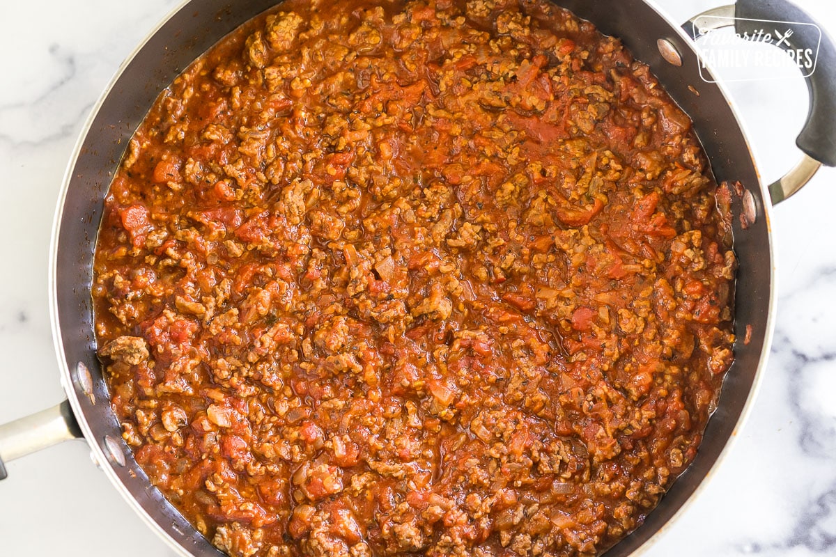 Meat Sauce in a skillet