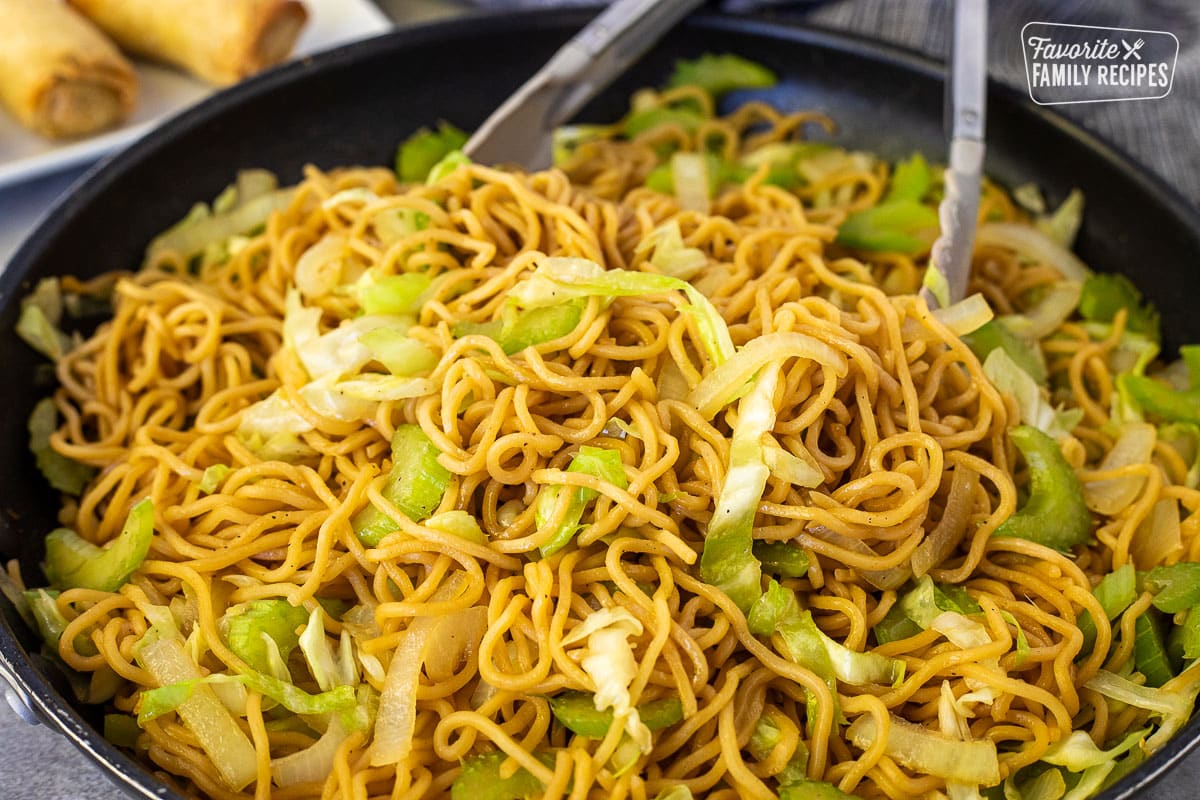 Skillet of Panda Express Chow Mein.