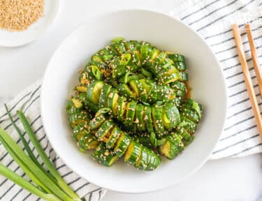 Spicy Cucumber Salad in a bowl