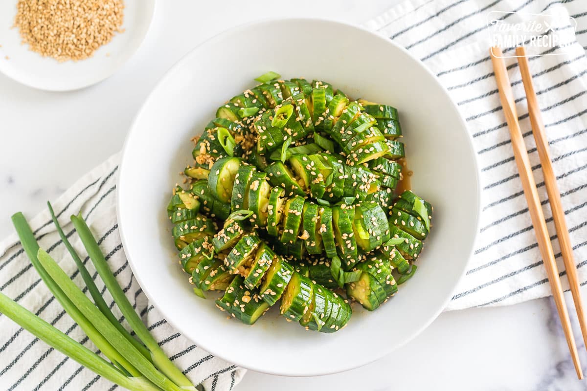 Spicy Cucumber Salad in a bowl