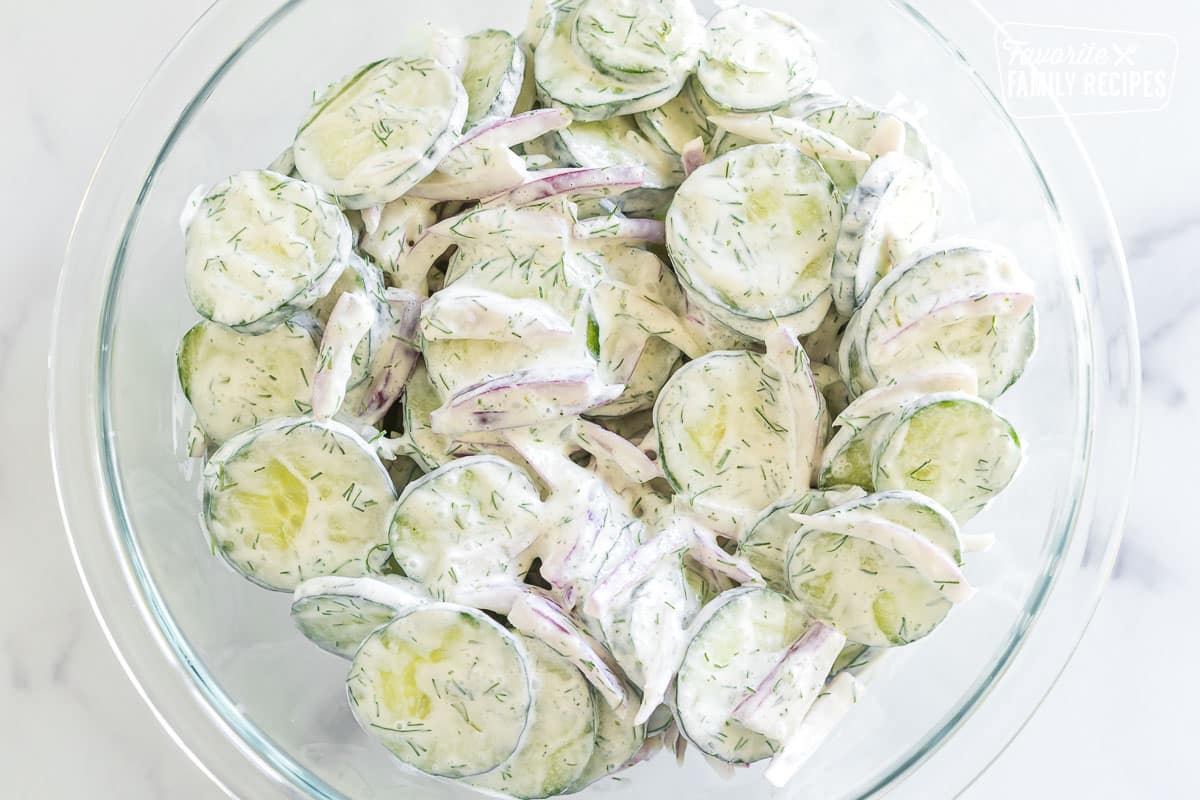 Creamy Cucumber Salad in a bowl