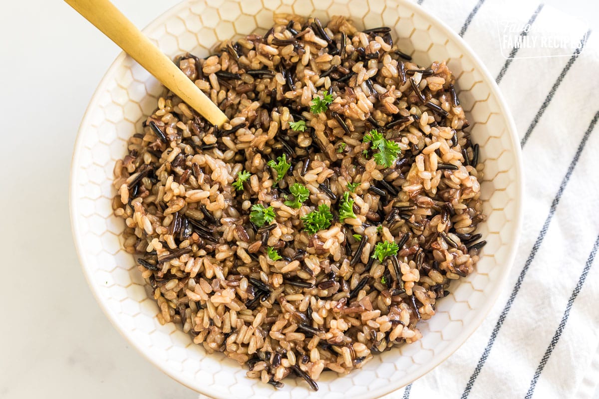 a bowl of wild rice