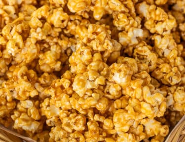 Basket of Caramel popcorn.