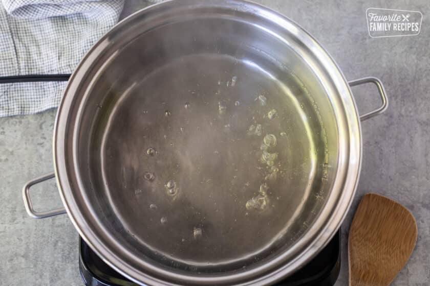 Saucepan with boiling water.