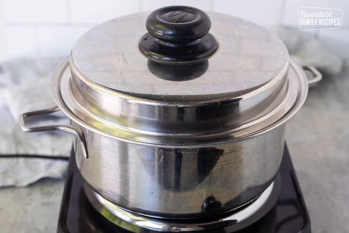 Saucepan with a lid.