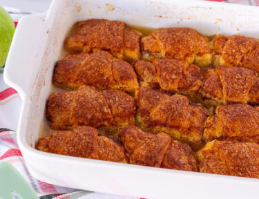 Apple Dumplings in a baking dish.