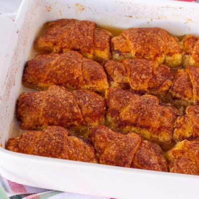 Apple Dumplings in a baking dish.