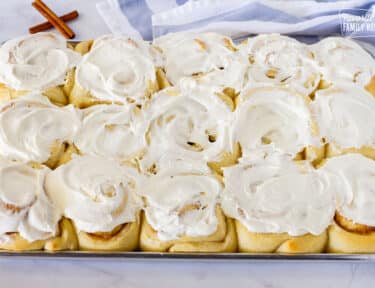 Homemade Cinnamon Rolls with cream cheese frosting.