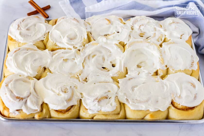 Homemade Cinnamon Rolls with cream cheese frosting.