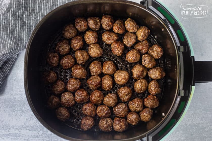 Cooked Air Fryer Meatballs.