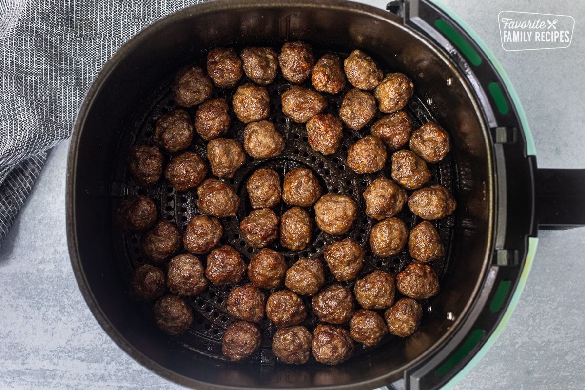 Cooked Air Fryer Meatballs.