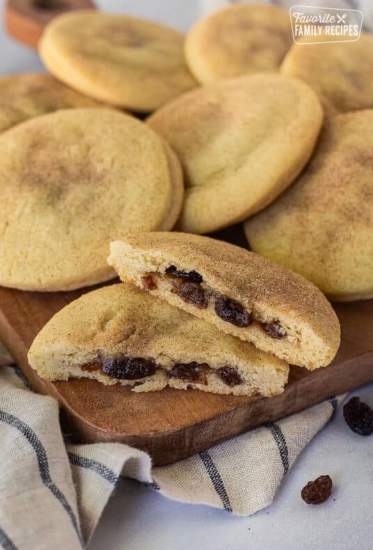 Raisin Filled Cookie cut in half.