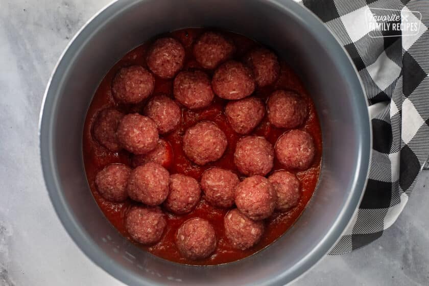 Meatballs in instant pot sauce.