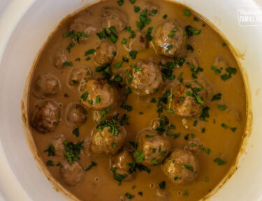 Crock Pot Swedish Meatballs with parsley.