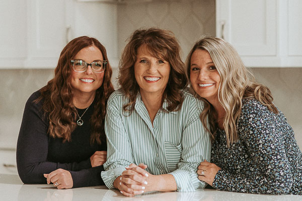 Emily, Echo, and Erica in the kitchen