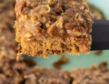 Slice of Oatmeal Cake on a spatula.